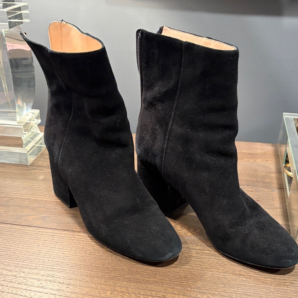 J Crew Black Suede Ankle Boots